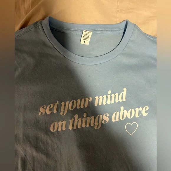 “Set your mind on things above” Blue Tee - Picture 2 of 2